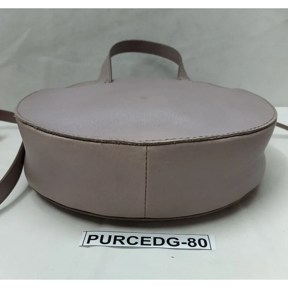 Madewell Light Purple Leather Round Shape Zipper Satchel Crossbody Bag